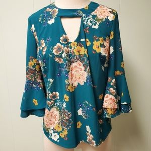 Floral Ruffle Sleeved Top
